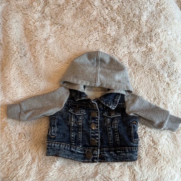 Tucker + Tate Blue Denim Jacket with Gray Sleeves - Picture 3 of 5